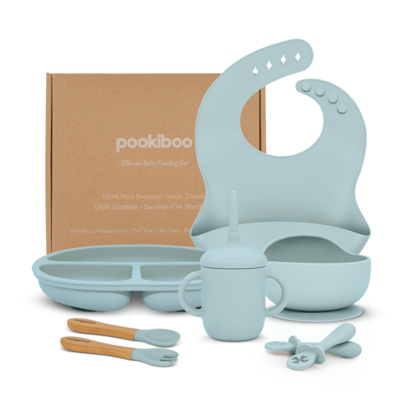 Feeding-Set-100%-Premium-Silicone-Blue 100% Premium Silicone Baby Feeding Set Blue