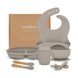 Feeding-Set-100%-Premium-Silicone-Gray 100% Premium Silicone Baby Feeding Set Gray
