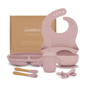100% Premium Silicone Baby Feeding Set Pink