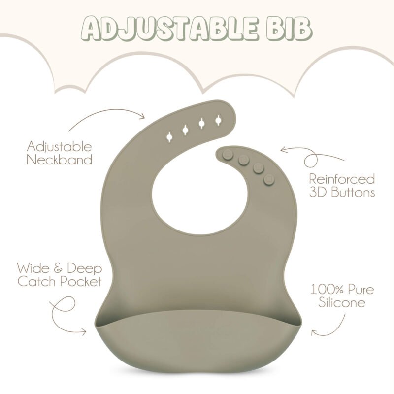 MAIN IMAGE BIB SILICONE BABY GIFT BASKET- OLIVE SAGE