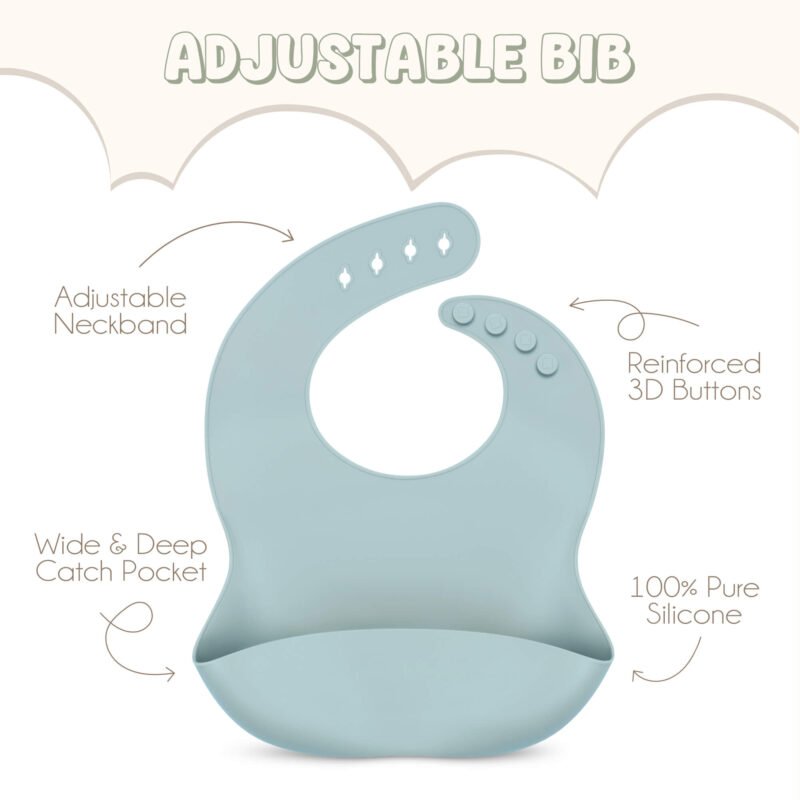MAIN IMAGE BIB SILICONE BABY GIFT BASKET- DUSTY BLUE