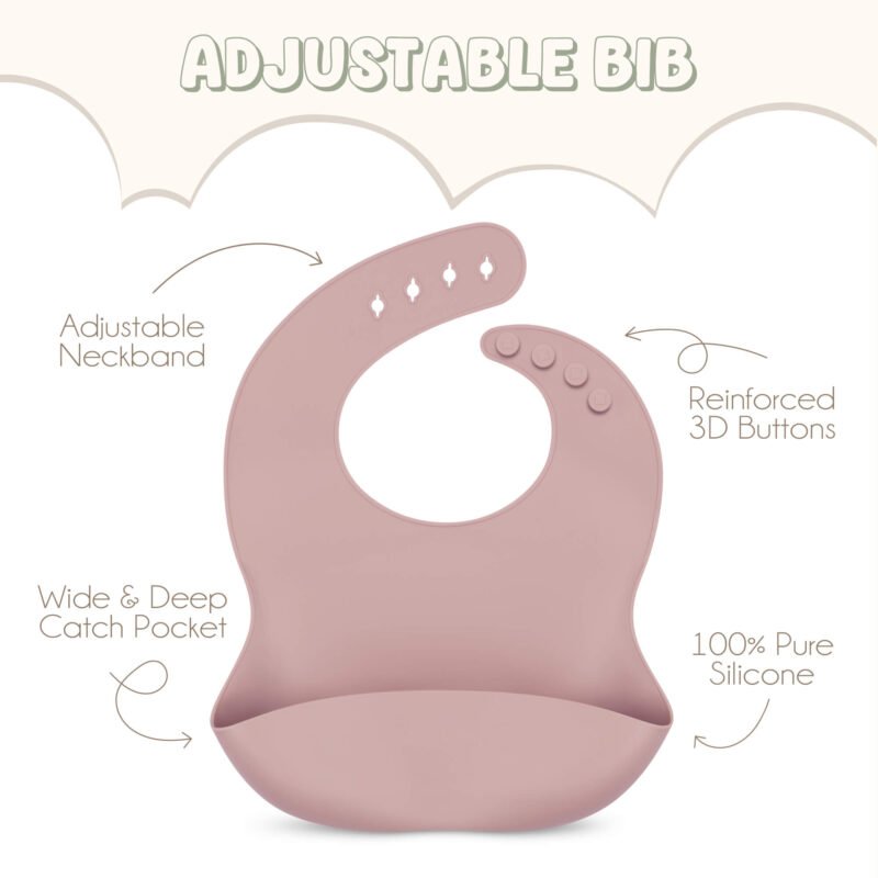 MAIN IMAGE BIB SILICONE BABY GIFT BASKET- BLUSH PINK