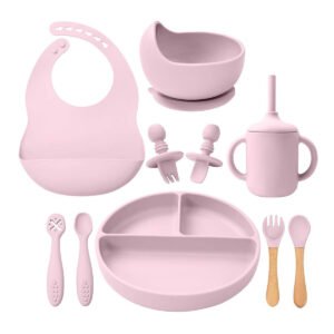 SILICONE BABY FEEDING SET - BLUSH PINK