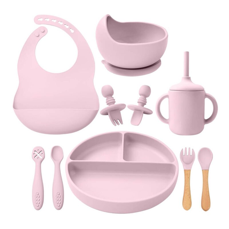 SILICONE BABY FEEDING SET - BLUSH PINK