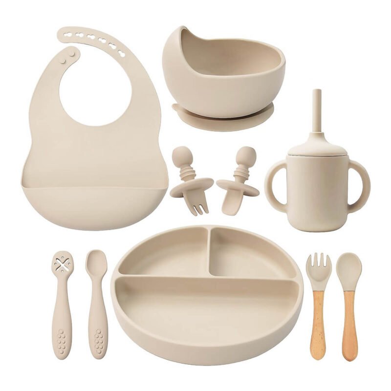 SILICONE BABY FEEDING SET - IVORY BEIGE
