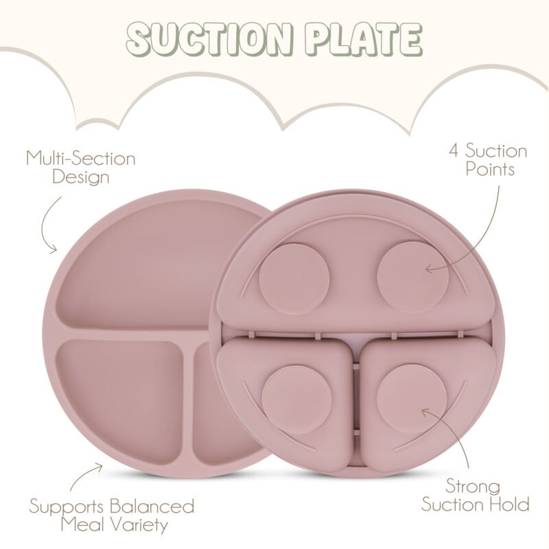 100% Premium Silicone baby plate Silicone baby plate pink